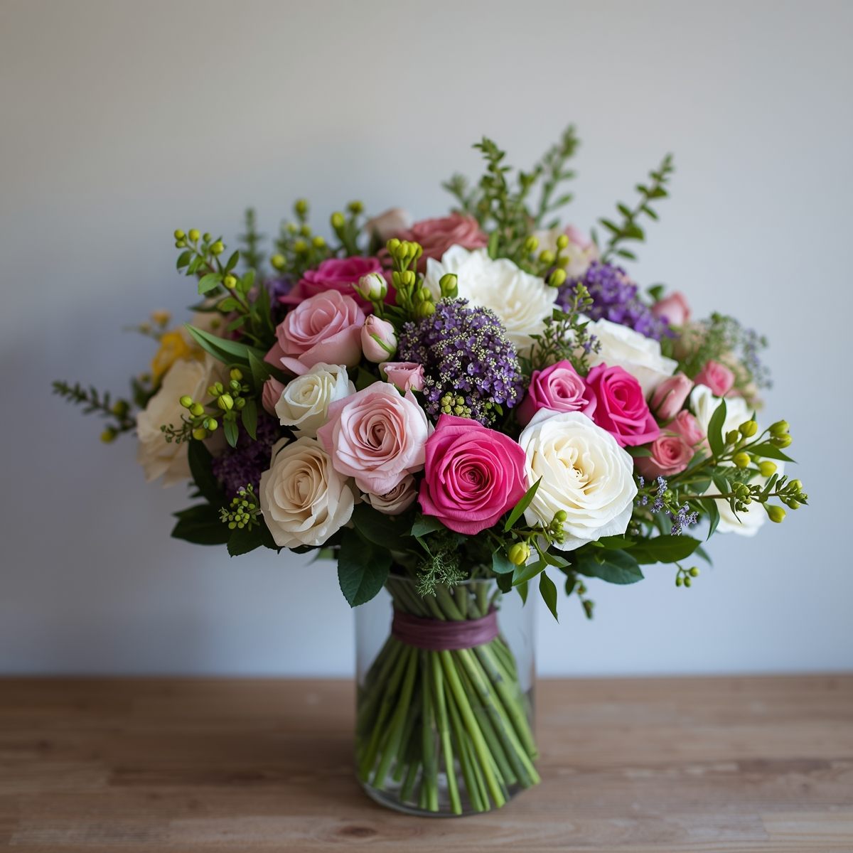 Florist teaching foundational bouquet techniques